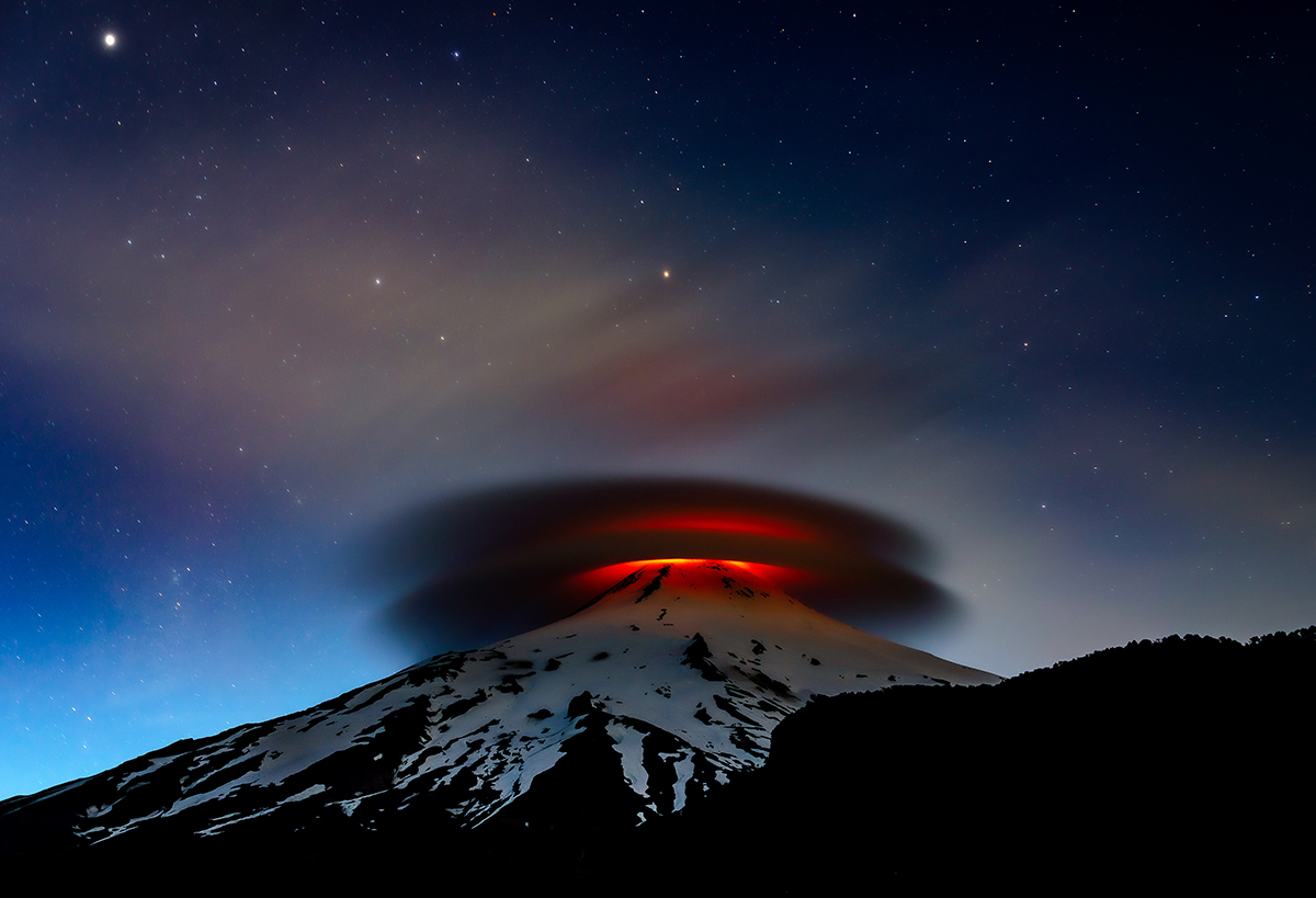 The Cosmic Crown Villarrica's Glowing Halo